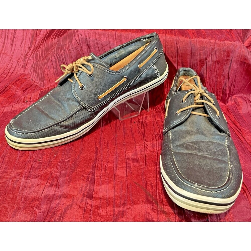 Mens ALDO Black 2 Eyelet Deck Boat Shoes Loafers sz 10